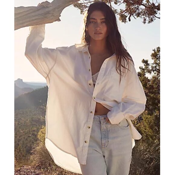 Free People We The Free Freddie Button Up Shirt in Optic White, XS NWT - Picture 1 of 15